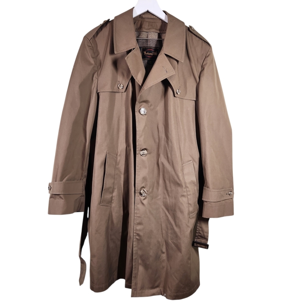 Vintage Botany 500 Men's Tan Trench Coat, Sz 42 Regular
